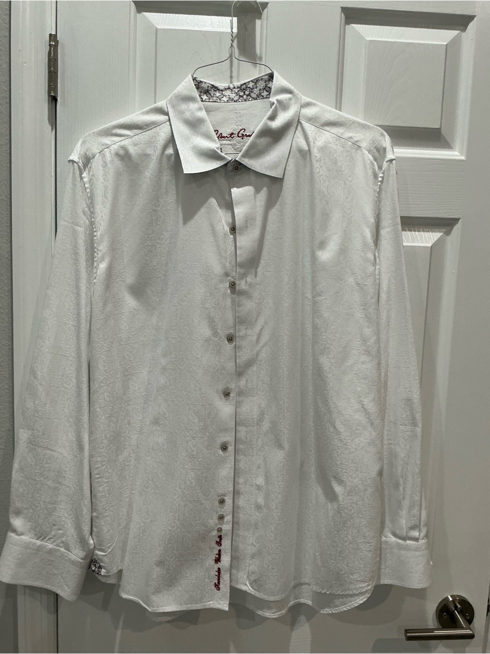 Robert Graham White Jacquard men’s shirt 3XL  classic fit long sleeve